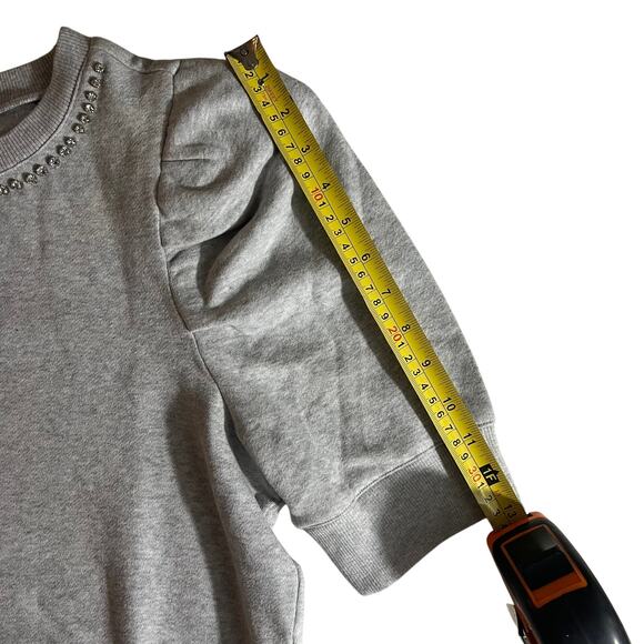 Express Women’s Embellished Crew Neck, Size M, Puff Sleeve Sweatshirt - Picture 6 of 9